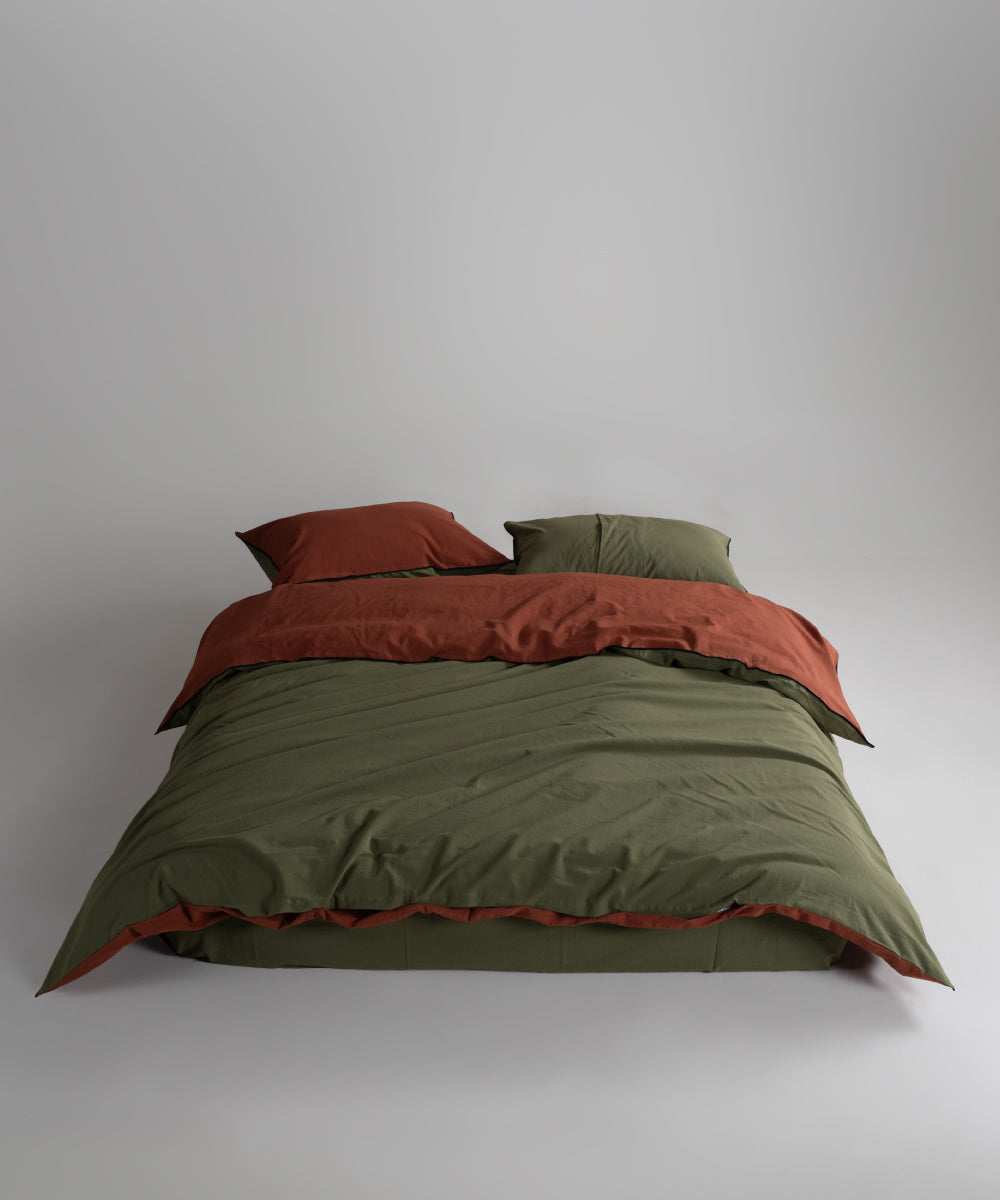 Essualte Doubleface %100 Pamuk Nevresim Takımı Autumn / Capulet Olive