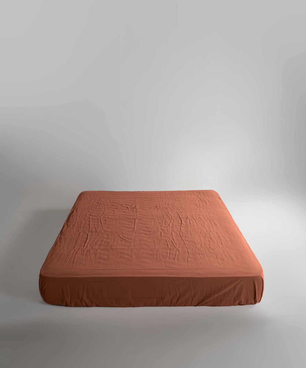 Stonewash 100% Yıkanmış Pamuk Çarşaf Set Cinnomon Stick