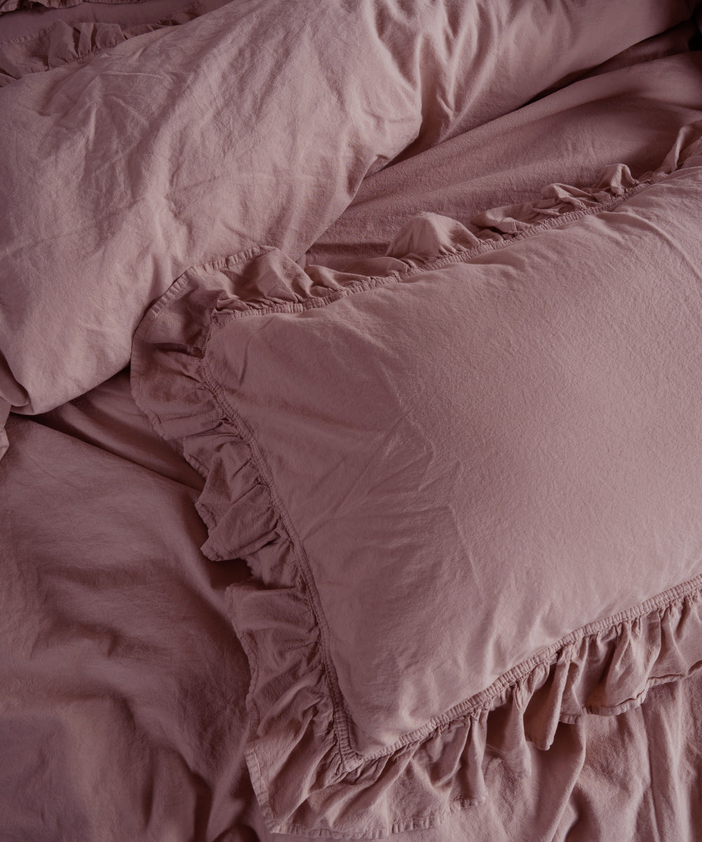 Stonewash 100% Yıkanmış Pamuk Exclusive Nevresim Takımı Old Rose