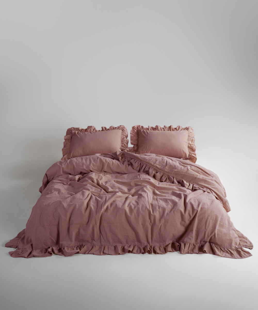 Stonewash 100% Yıkanmış Pamuk Exclusive Nevresim Old Rose