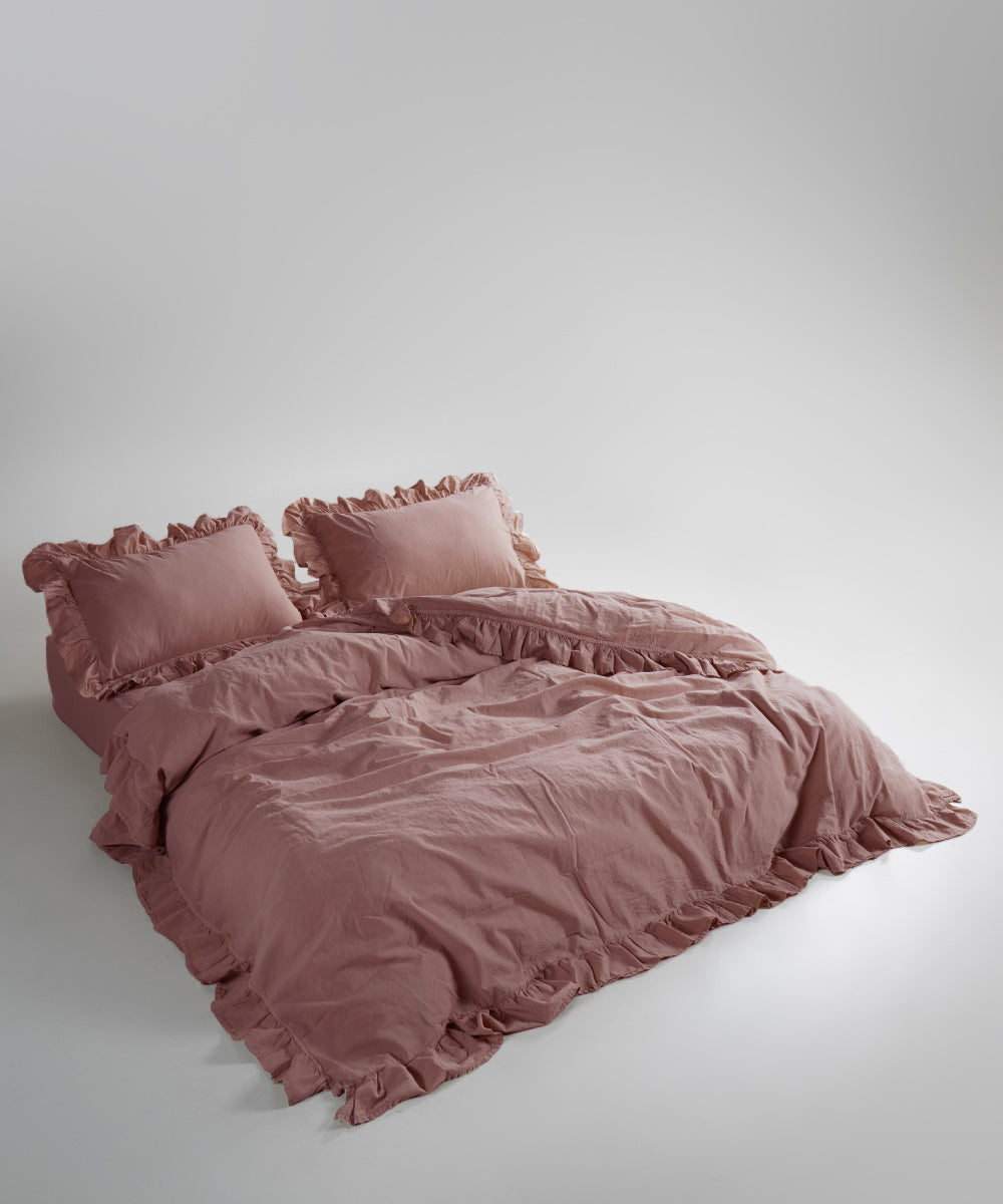 Stonewash 100% Yıkanmış Pamuk Exclusive Çarşaf Set Old Rose