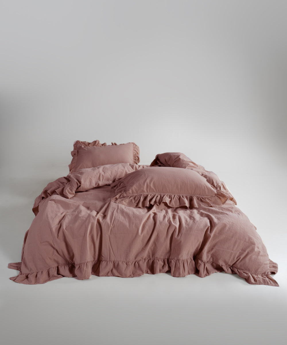 Stonewash 100% Yıkanmış Pamuk Exclusive Nevresim Old Rose