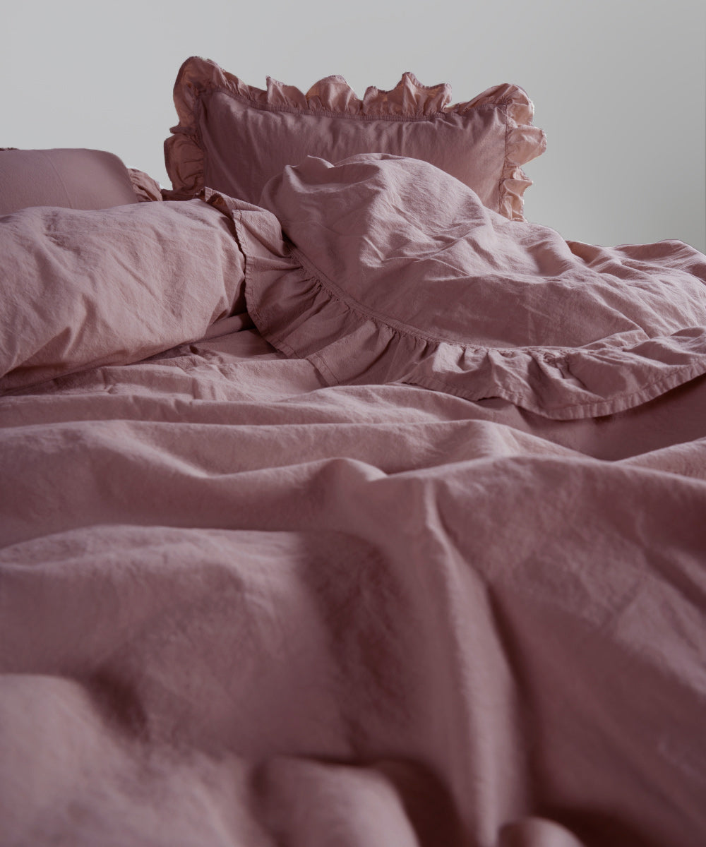 Stonewash 100% Yıkanmış Pamuk Exclusive Nevresim Takımı Old Rose