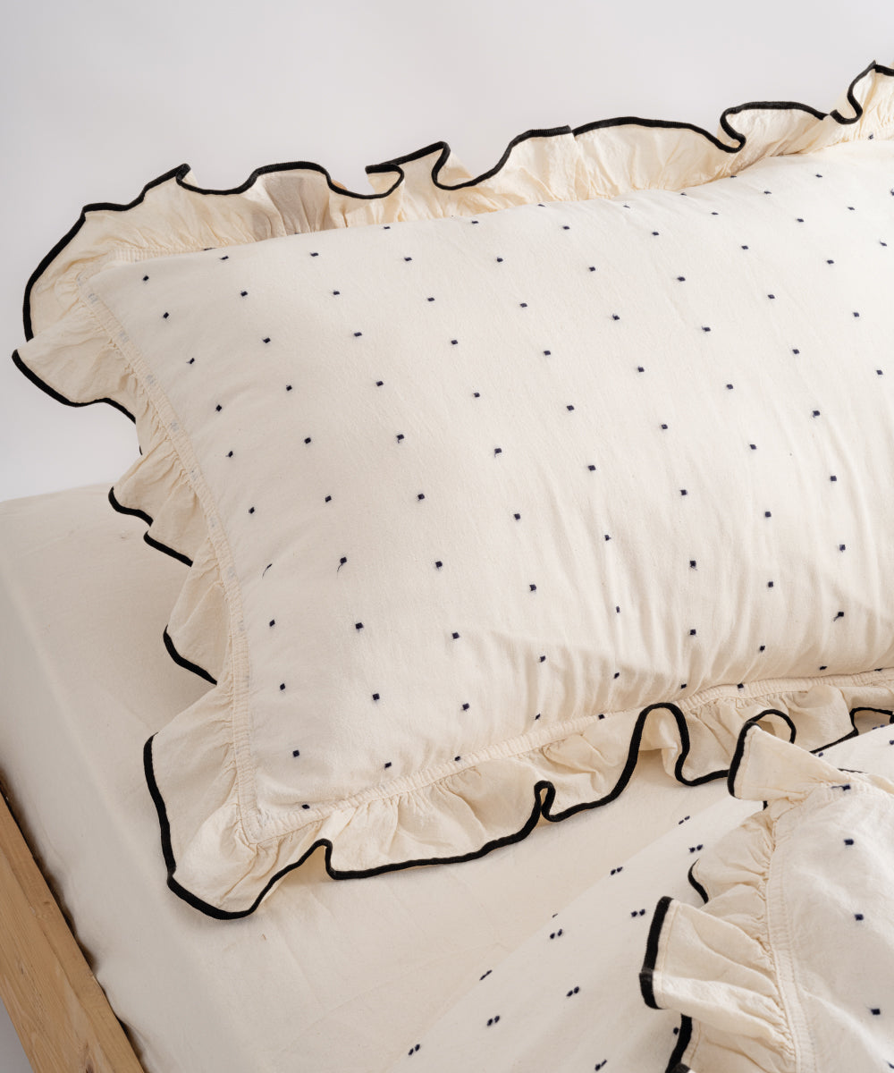 Point 100% Pamuk İpliği Boyalı Fırfırlı Nevresim Takımı