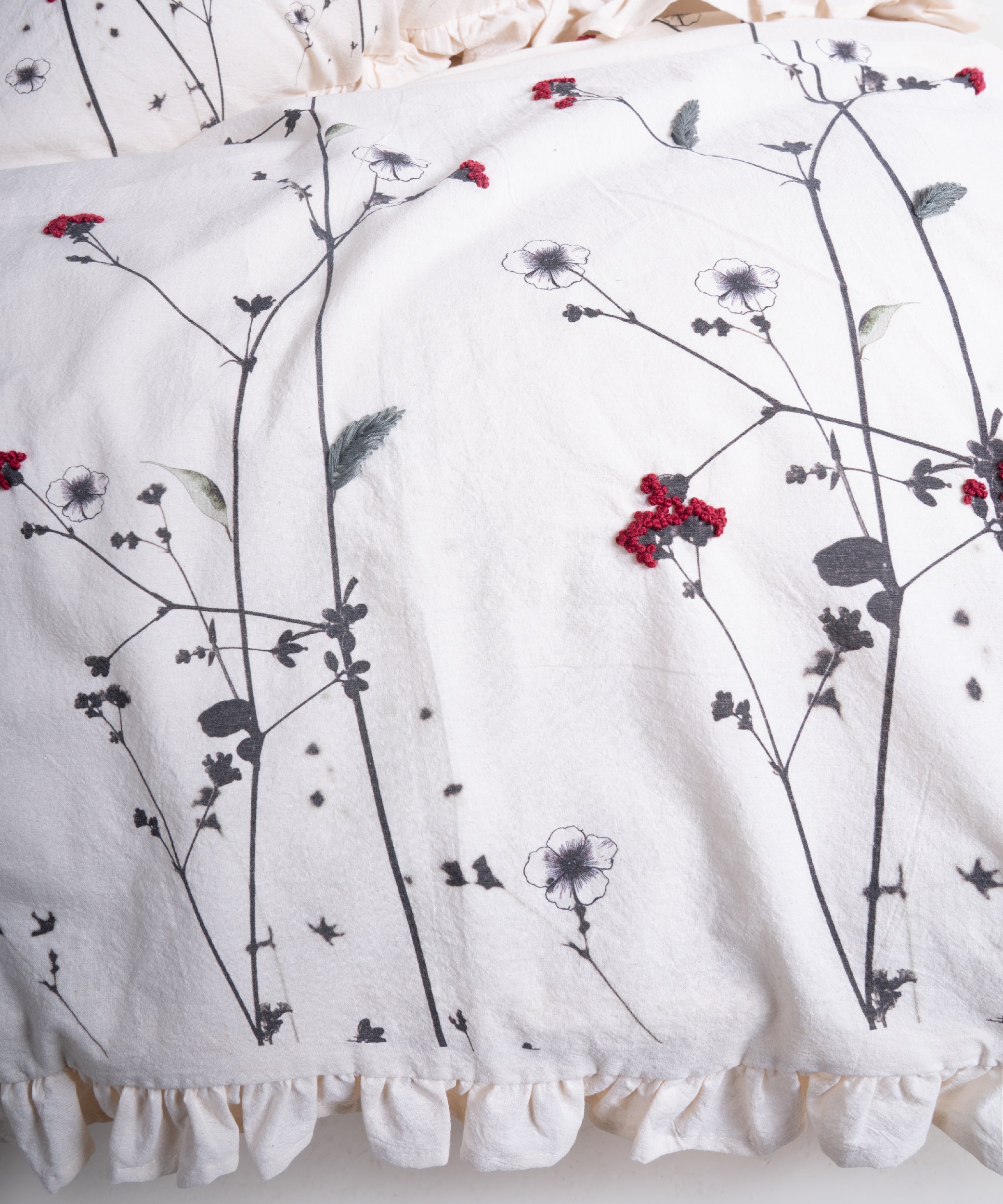 Kokina Nakışlı %100 Pamuk Garmentwash Nevresim Takımı