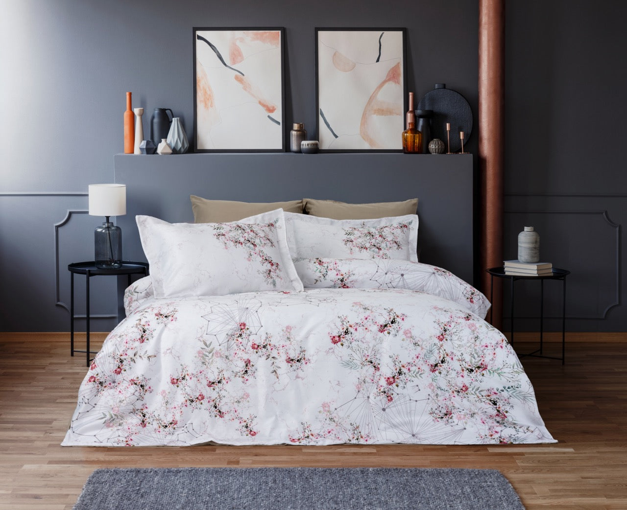 %100 Pamuk Dijital Baskılı Saten Nevresim Takımı - Marbella