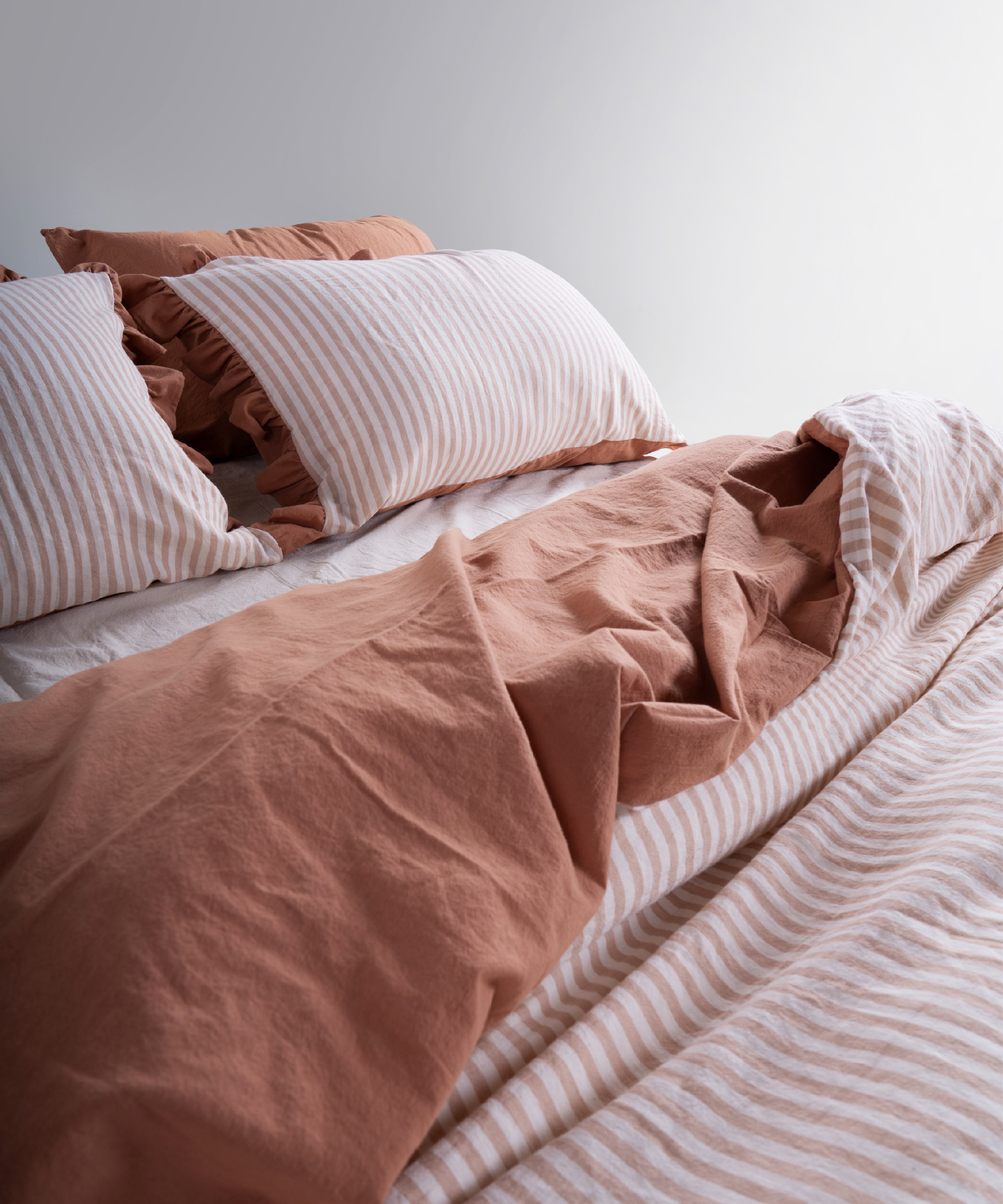 Marrakesh 100% Pamuk Garmentwash İpliği Boyalı Fırfırlı Nevresim Takımı