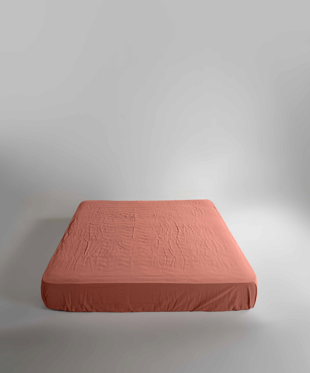 Stonewash 100% Yıkanmış Pamuk Çarşaf Mecca Orange