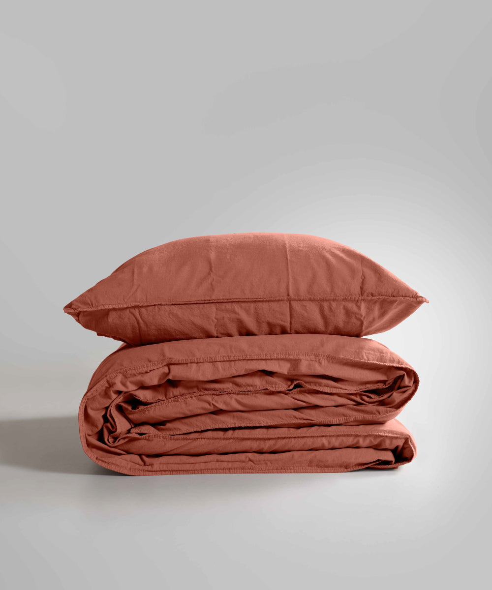 Stonewash 100% Yıkanmış Pamuk Nevresim Seti Mecca Orange