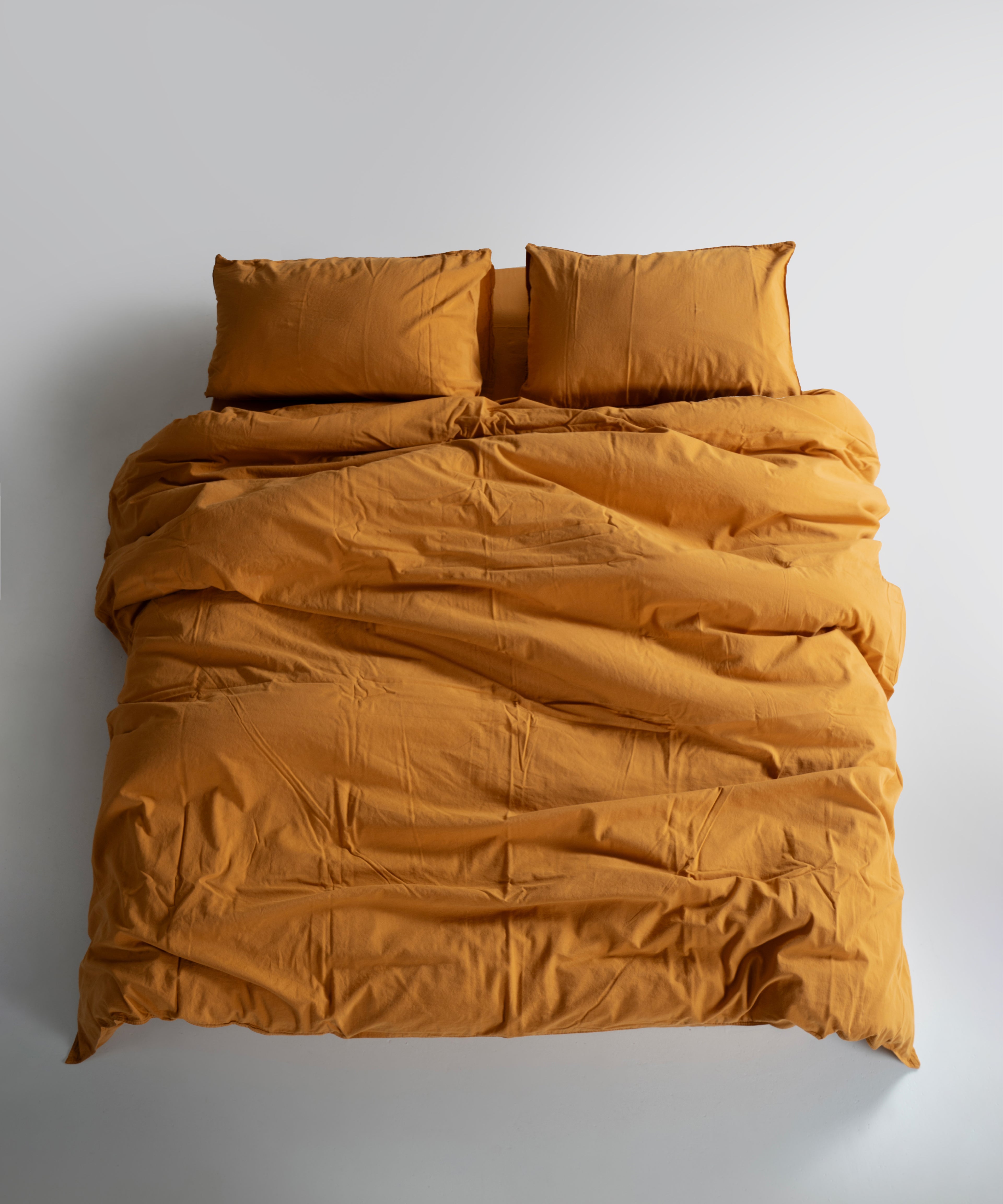 Stonewash 100% Yıkanmış Pamuk Nevresim Takımı Mustard