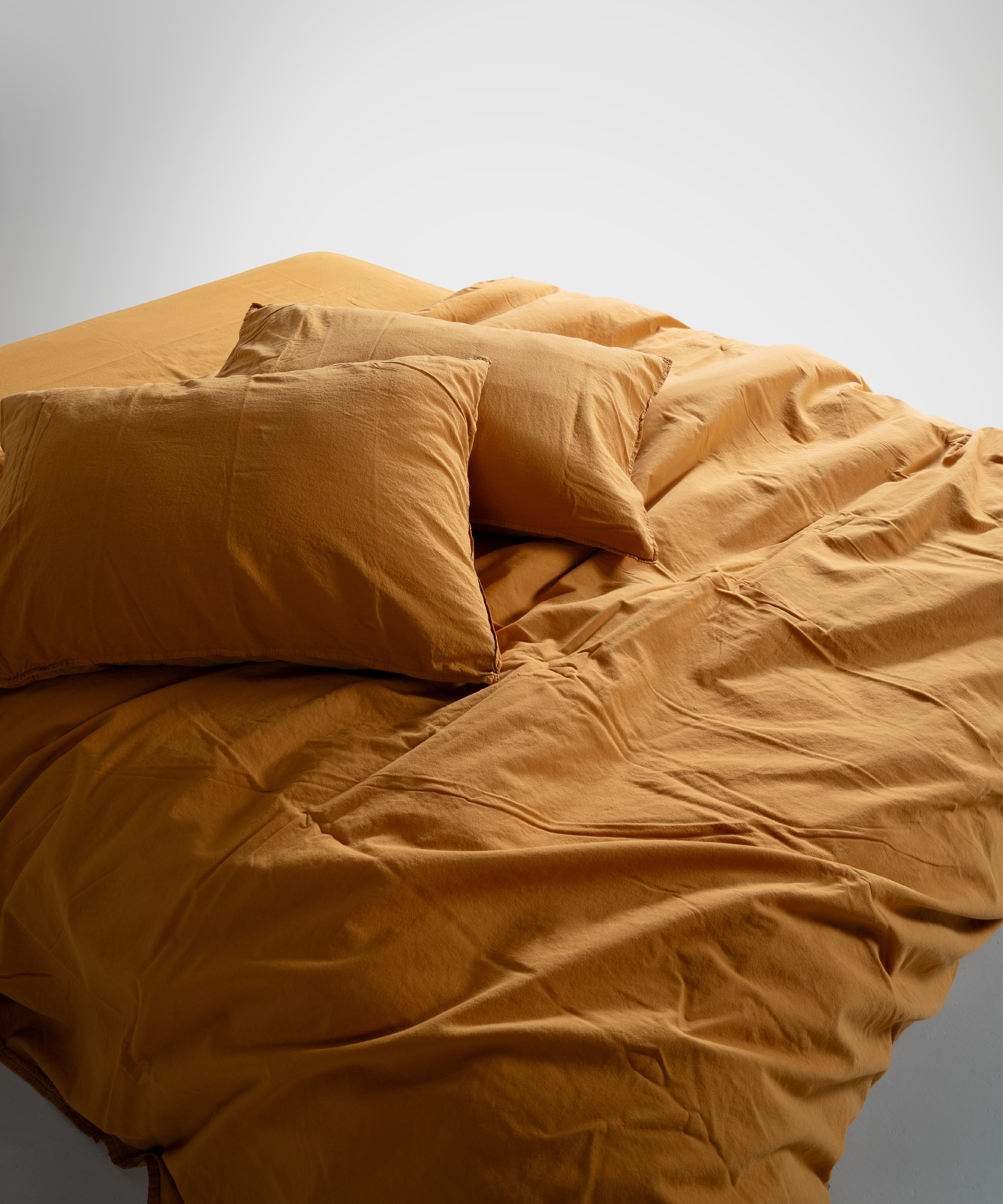 Stonewash 100% Yıkanmış Pamuk Nevresim Takımı Mustard