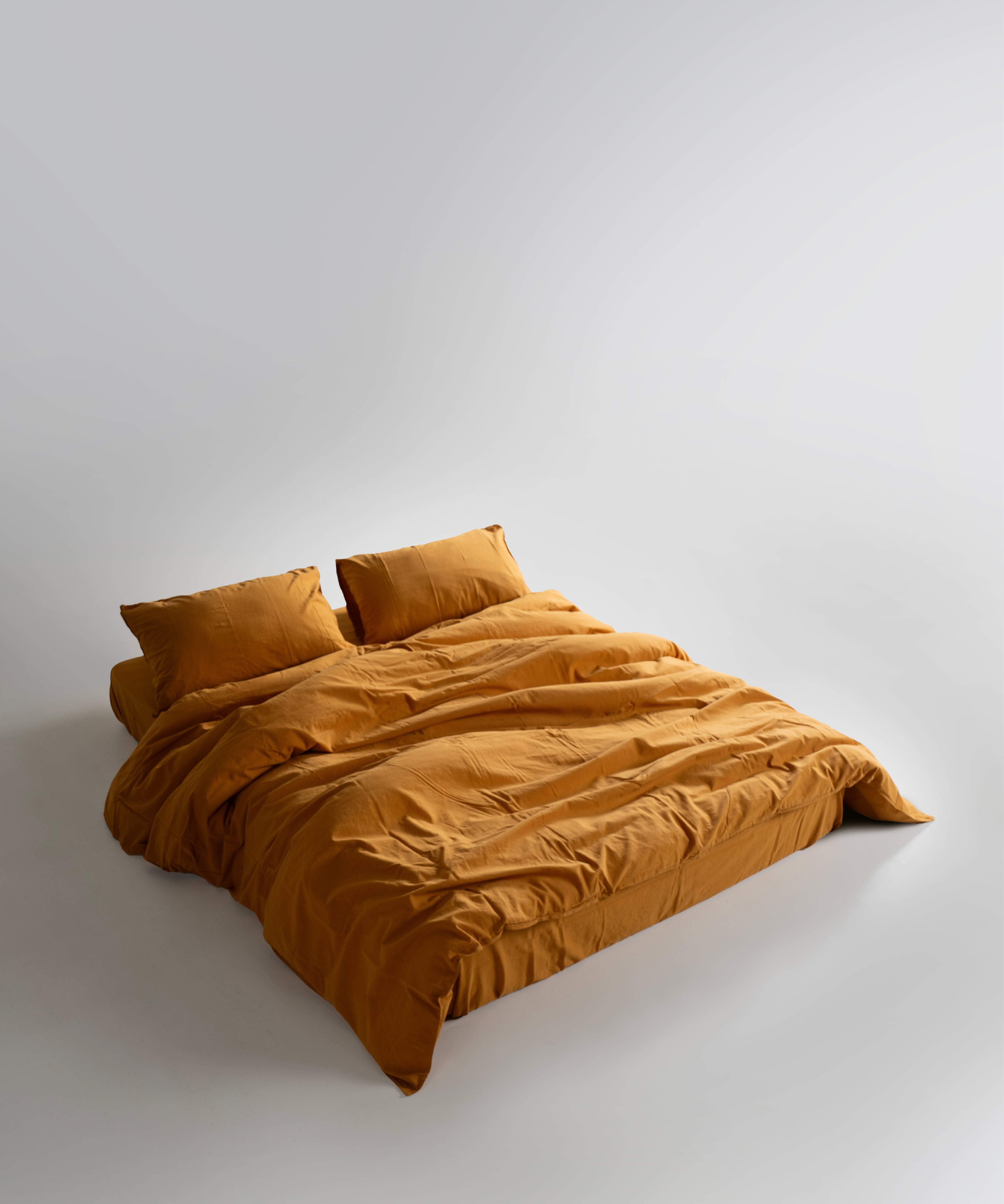 Stonewash 100% Yıkanmış Pamuk Nevresim Takımı Mustard