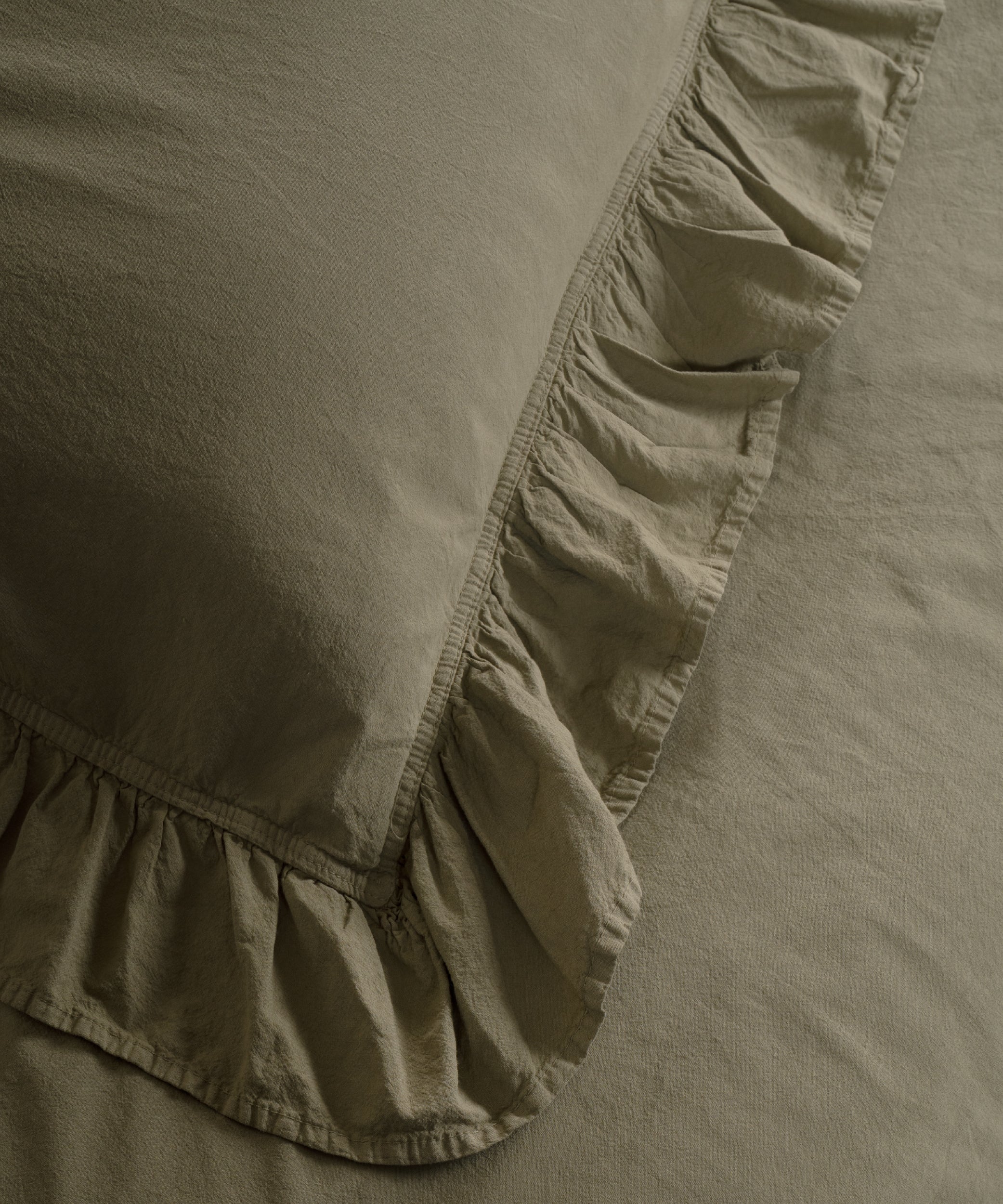 Exclusive Stonewash 100% Yıkanmış Pamuk Nevresim Takımı Olive