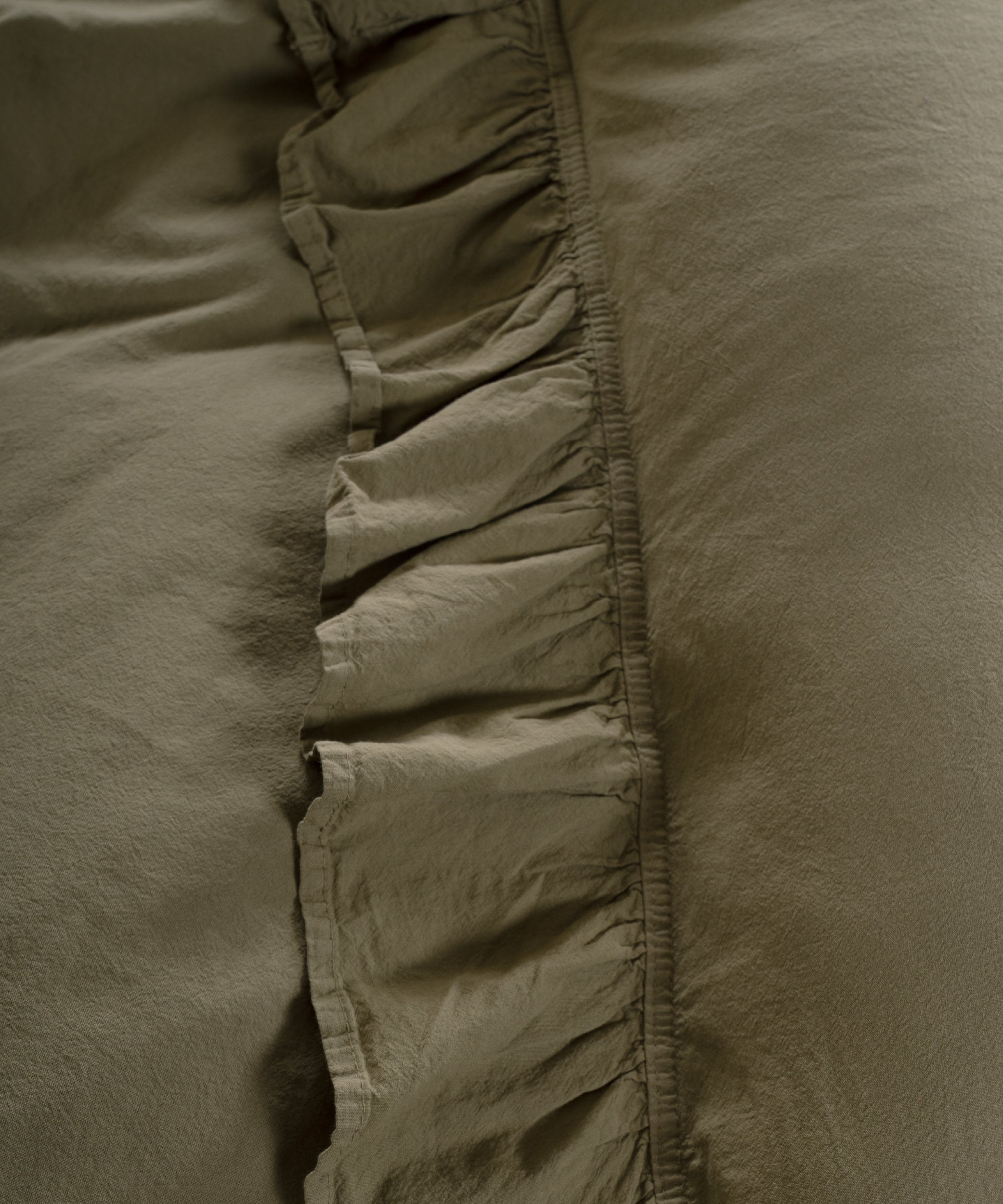 Stonewash Exclusive 100% Soft Pamuk Yastık Kılıfı Fırfırlı Olive