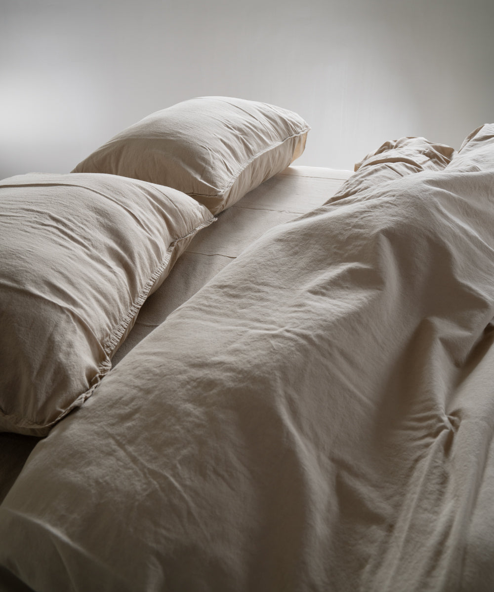 Stonewash 100% Yıkanmış Pamuk Nevresim Takımı Oxford Tan