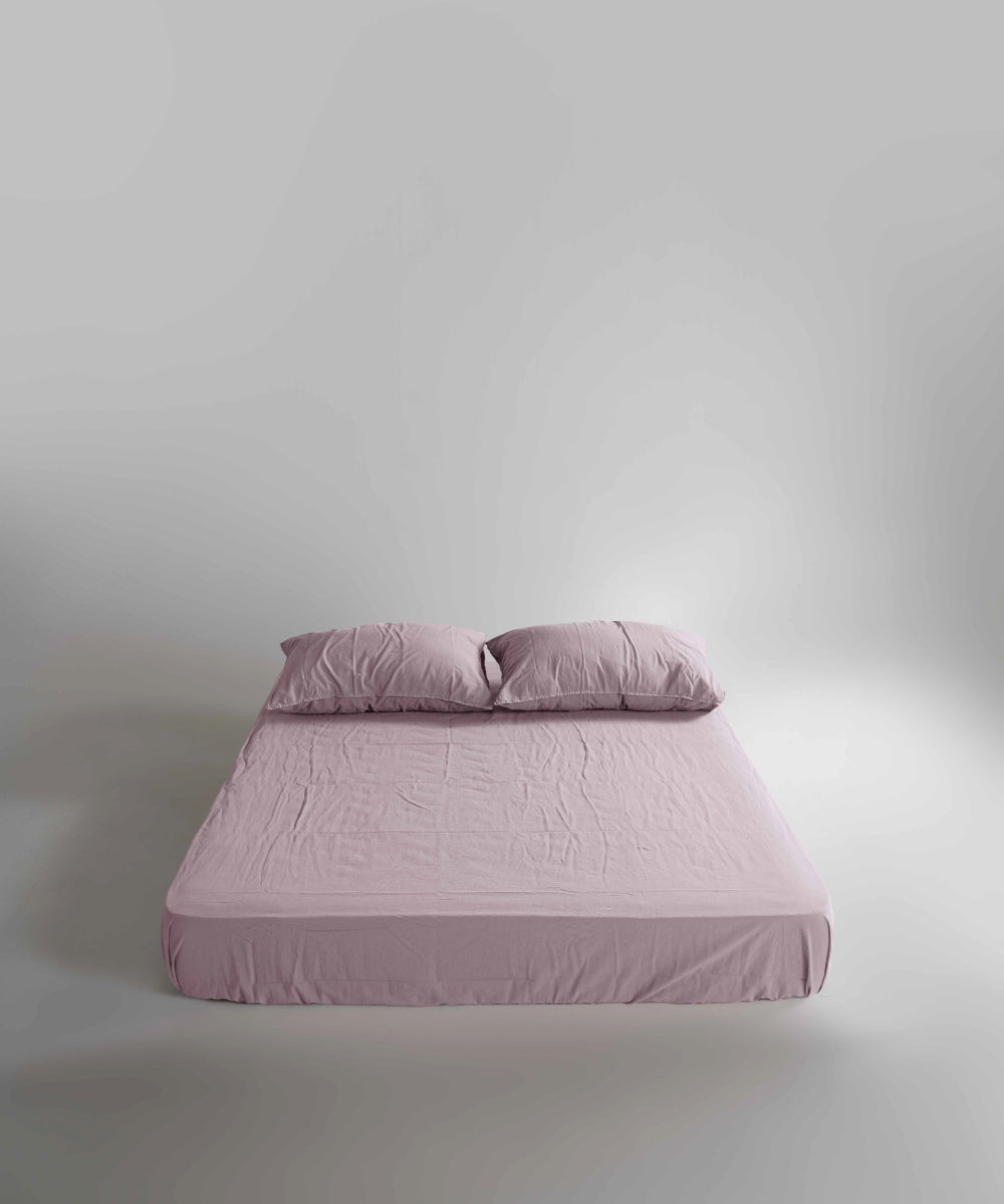 Stonewash 100% Yıkanmış Pamuk Çarşaf Set Pale Mauve