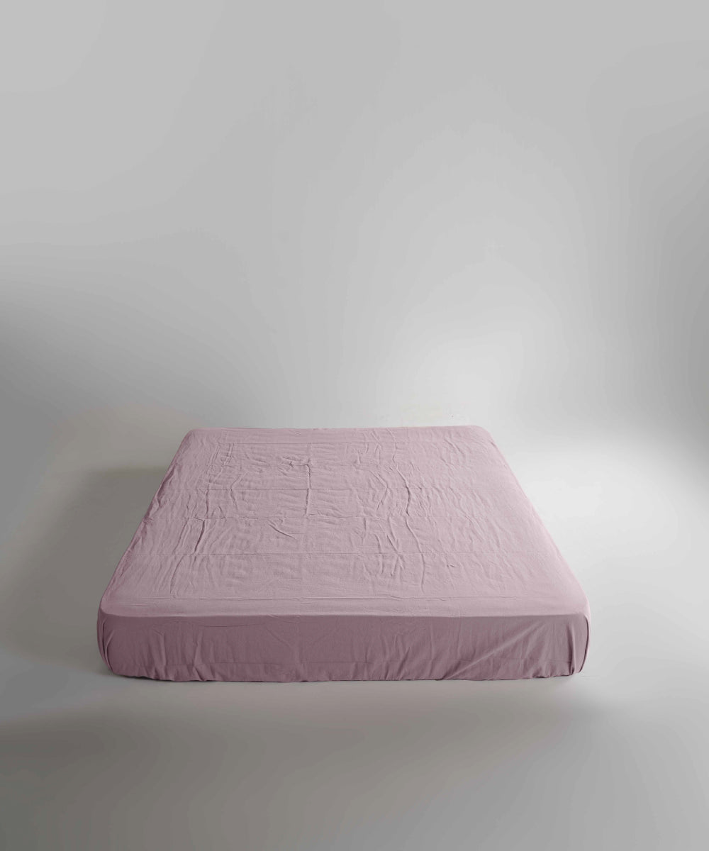 Stonewash 100% Yıkanmış Pamuk Çarşaf Pale Mauve