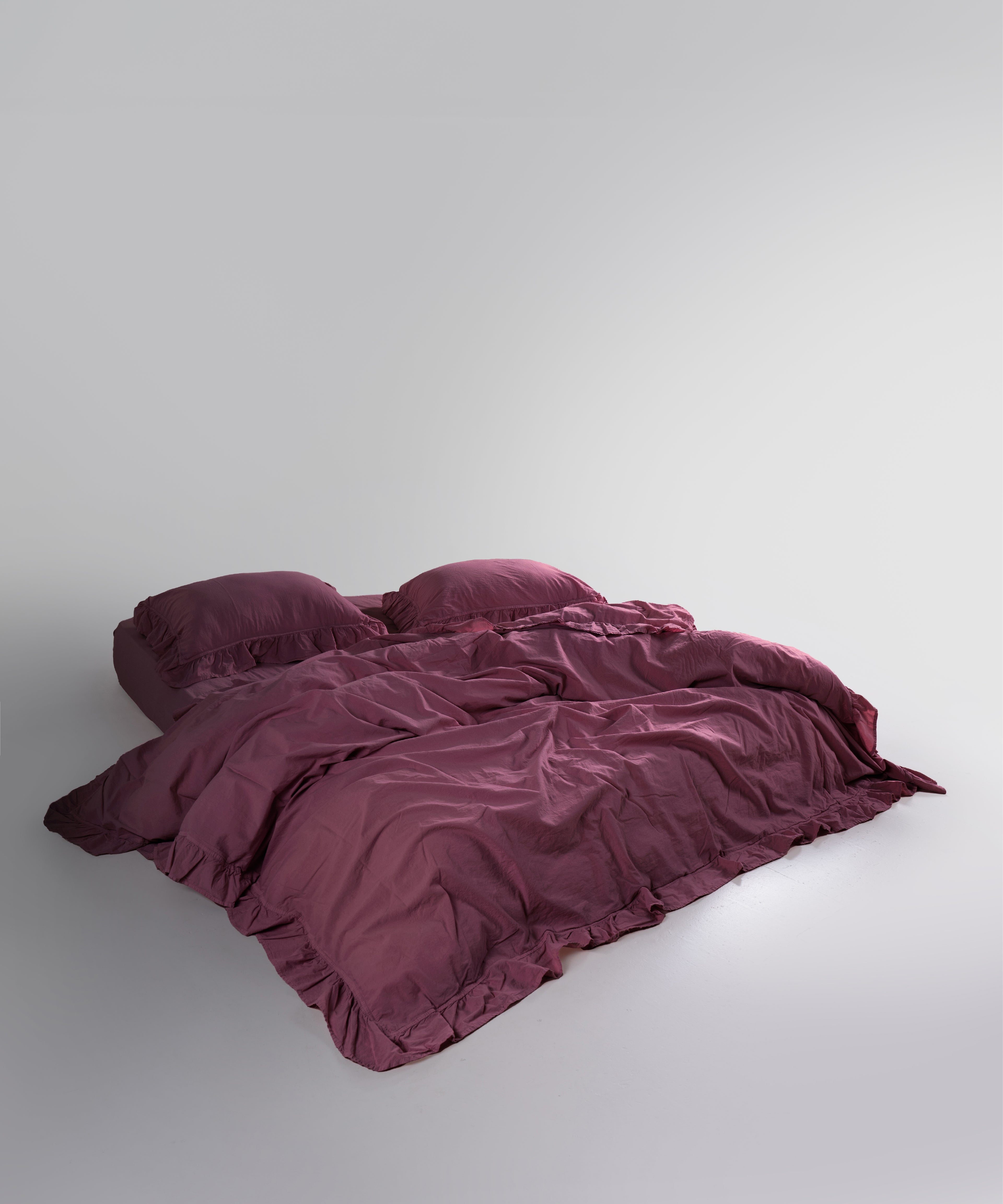 Stonewash 100% Yıkanmış Pamuk Exclusive Nevresim Takımı Raspberry