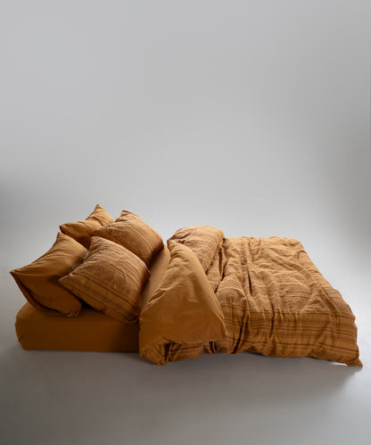 %100 Pamuk Stonewash Nevresim Takımı Coastal Trio - Mustard