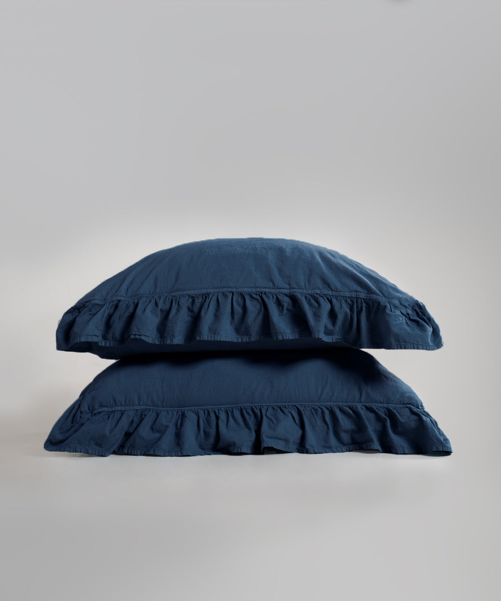 Stonewash 100% Yıkanmış Pamuk Exclusive Yastık Kılıfı Dress Blue