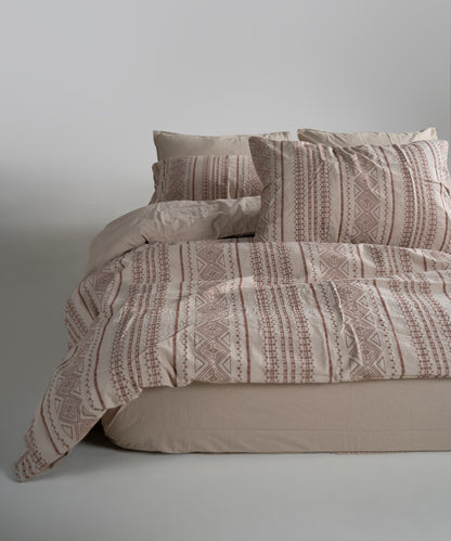 %100 Pamuk Stonewash Nevresim Takımı Coastal Trio - Oxford Tan