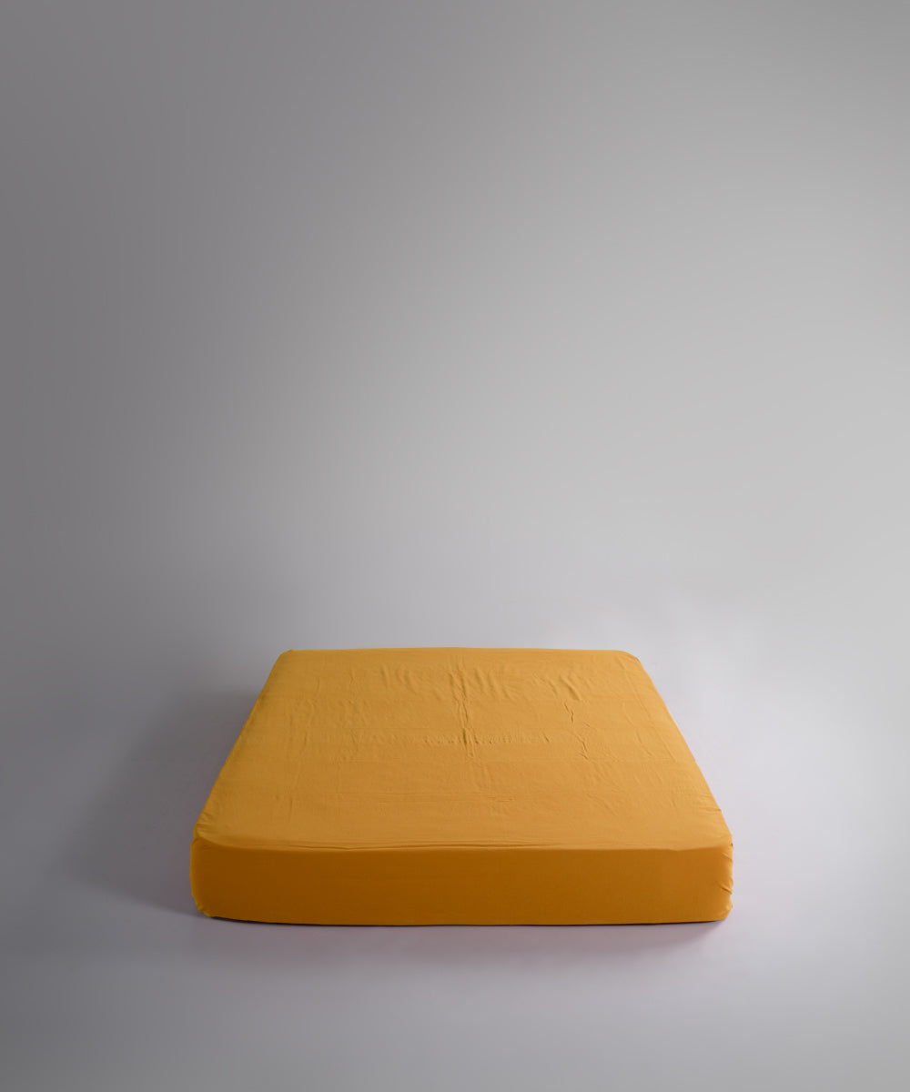 %100 Pamuk Yıkamalı Exclusive Müslin Çarşaf Set - Mustard
