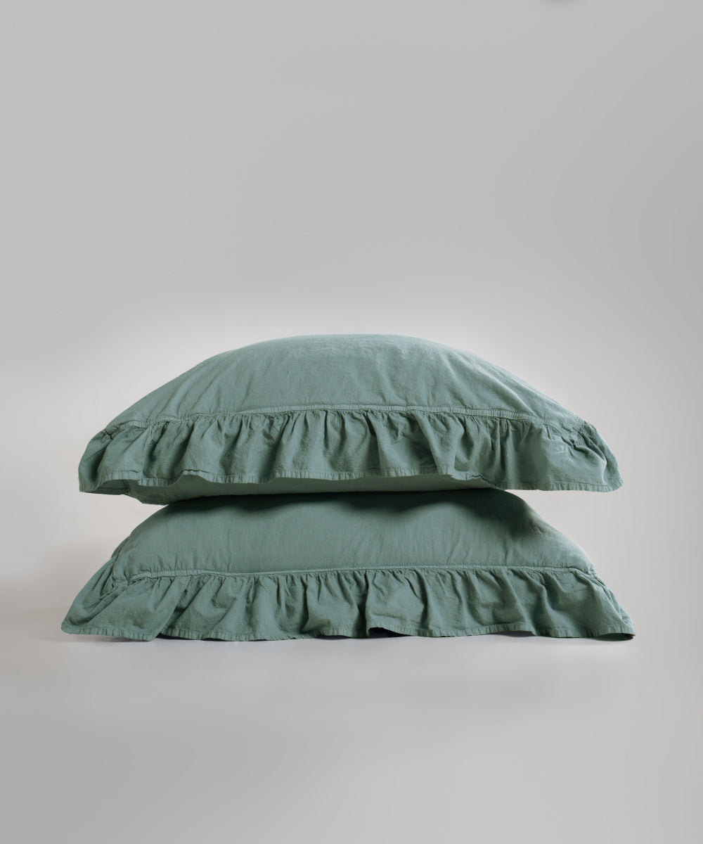 Stonewash 100% Yıkanmış Pamuk Exclusive Yastık Kılıfı Natural Green