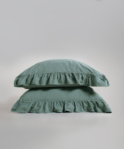 Stonewash 100% Yıkanmış Pamuk Exclusive Yastık Kılıfı Natural Green