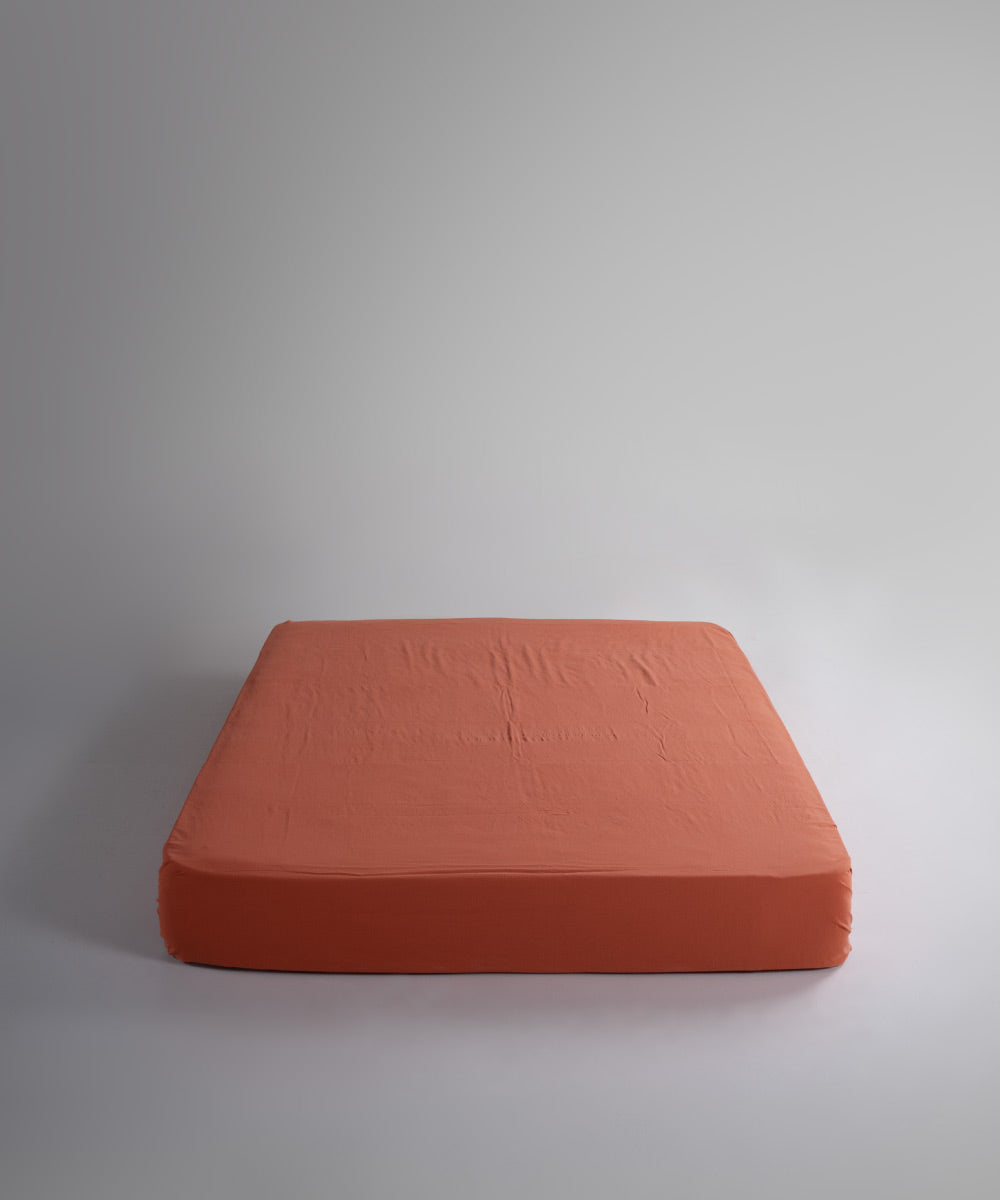 %100 Pamuk Yıkamalı Müslin Çarşaf Set - Mecca Orange
