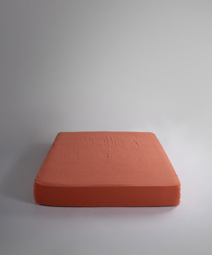 %100 Pamuk Yıkamalı Müslin Çarşaf Set - Mecca Orange