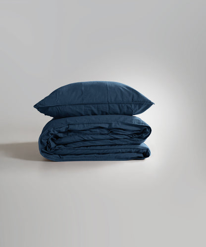 Stonewash 100% Yıkanmış Pamuk Nevresim Seti Dress Blue