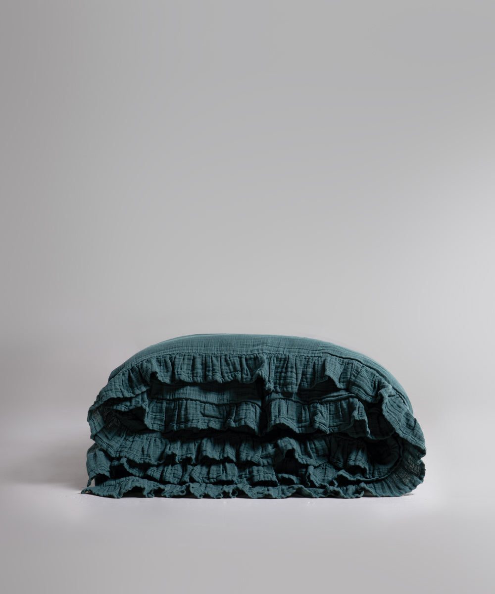 %100 Pamuk Yıkamalı Exclusive Müslin Nevresim - Dark Green