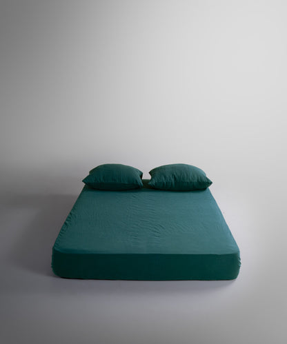%100 Pamuk Yıkamalı Müslin Nevresim Takımı Dark Green