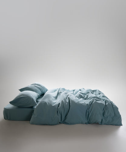 Stonewash 100% Yıkanmış Pamuk Nevresim Takımı Mineral Blue
