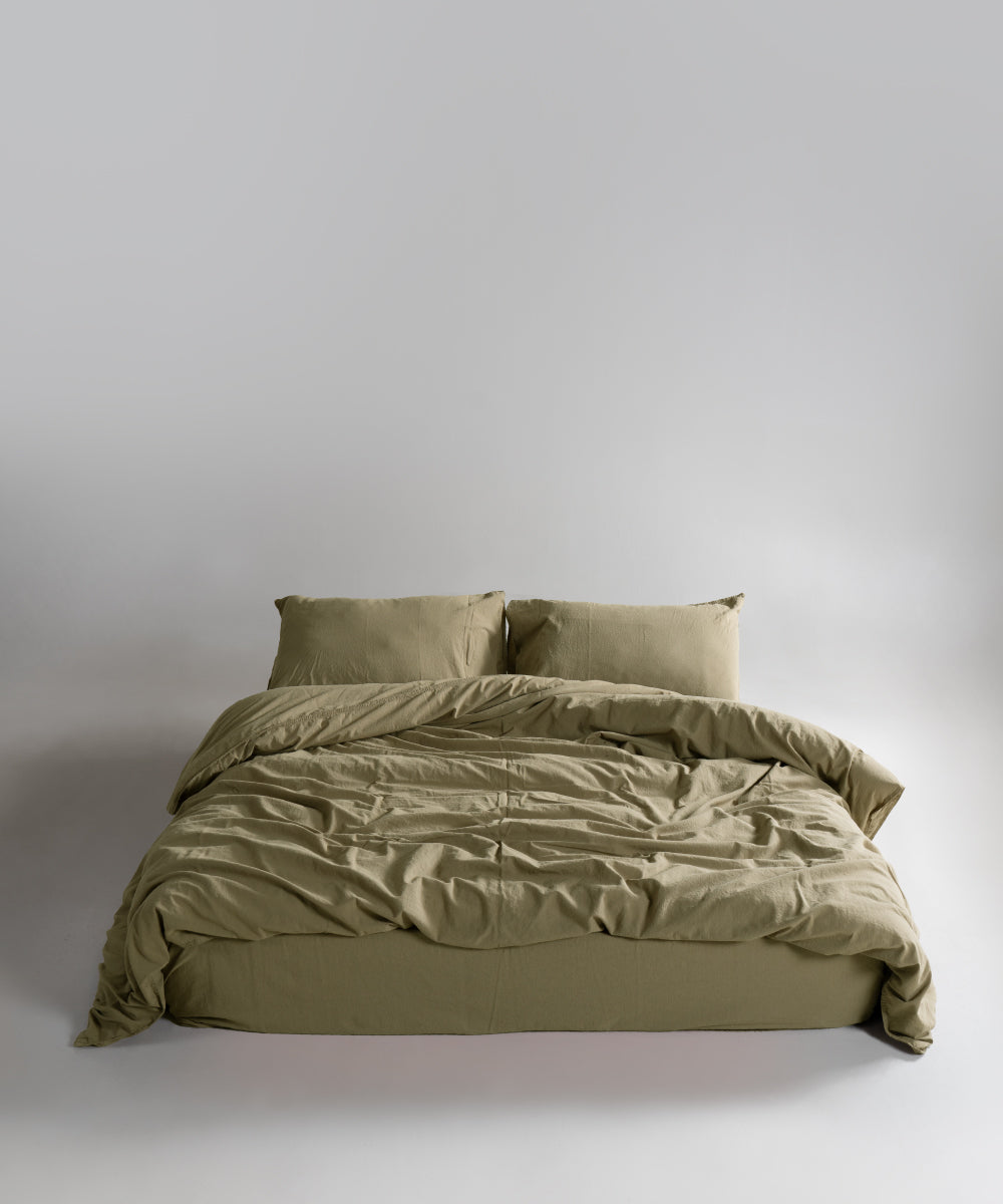 Stonewash 100% Yıkanmış Pamuk Nevresim Takımı Akdeniz Yeşili