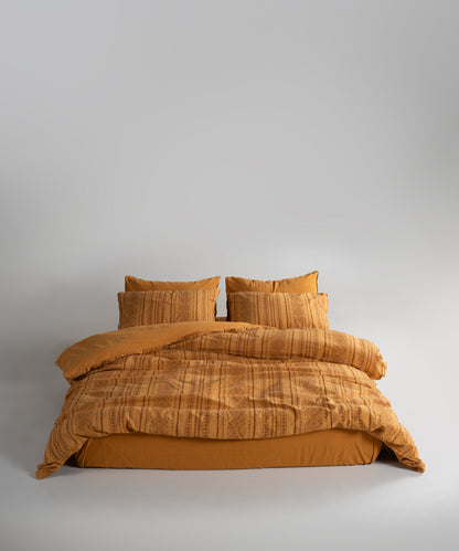 %100 Pamuk Stonewash Nevresim Takımı Coastal Trio - Mustard