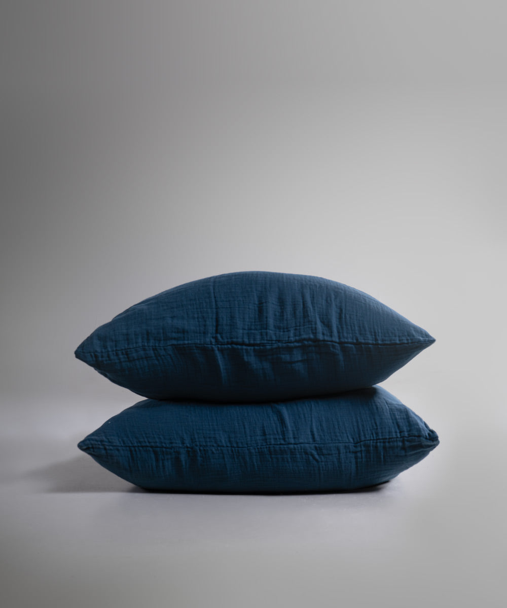 %100 Pamuk Yıkamalı Müslin Çarşaf Set - Dress Blue