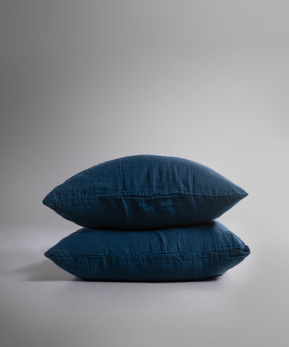 %100 Pamuk Yıkamalı Müslin Çarşaf Set - Dress Blue