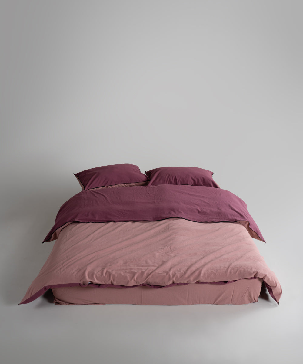Essualte Doubleface %100 Pamuk Nevresim Takımı Raspberry / Old Rose