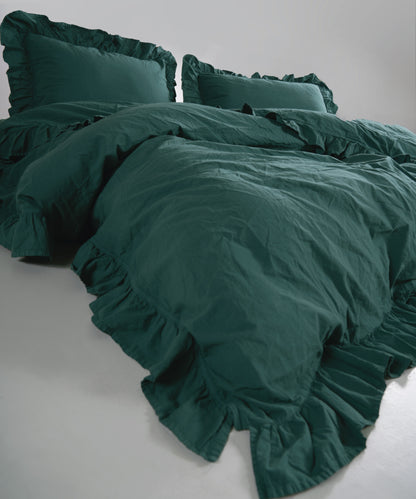 Stonewash 100% Yıkanmış Pamuk Exclusive Nevresim Dark Green