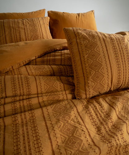 %100 Pamuk Stonewash Nevresim Takımı Coastal Trio - Mustard