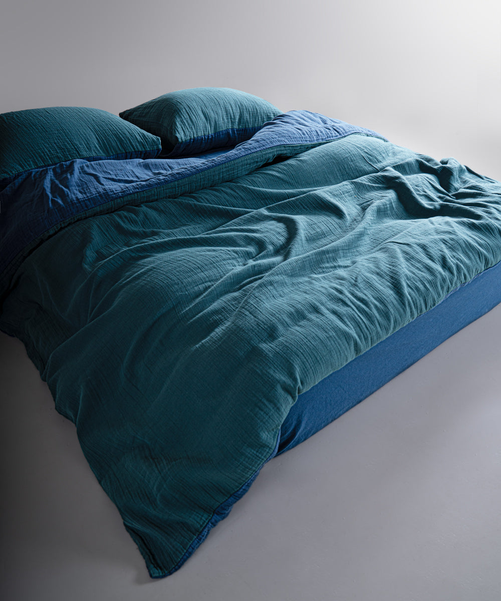 Esse Müslin Doubleface %100 Pamuk Nevresim Takımı Dress Blue - Dark Green