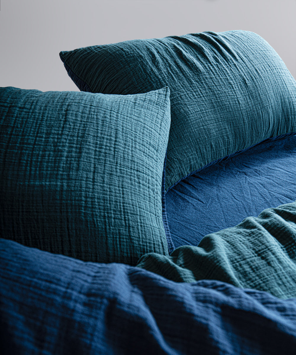Esse Müslin Doubleface %100 Pamuk Nevresim Takımı Dress Blue - Dark Green