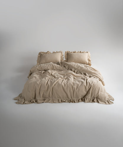 Stonewash 100% Yıkanmış Pamuk Exclusive Nevresim Takımı Oxford Tan