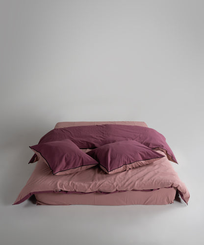 Essualte Doubleface %100 Pamuk Nevresim Takımı Old Rose-Raspberry
