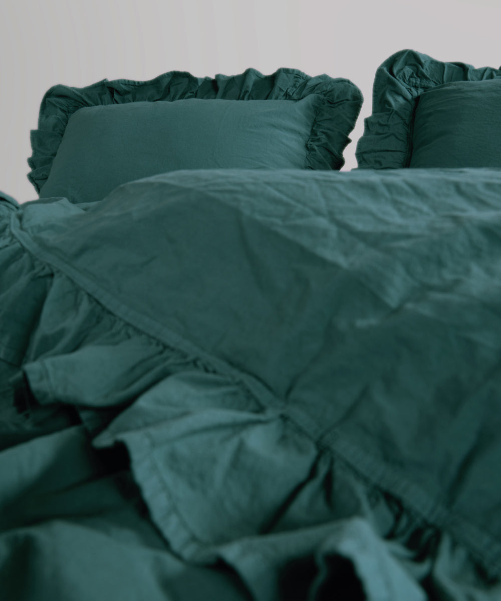 Stonewash 100% Yıkanmış Pamuk Exclusive Yastık Kılıfı Dark Green