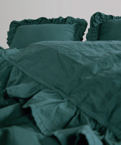 Stonewash 100% Yıkanmış Pamuk Exclusive Yastık Kılıfı Dark Green