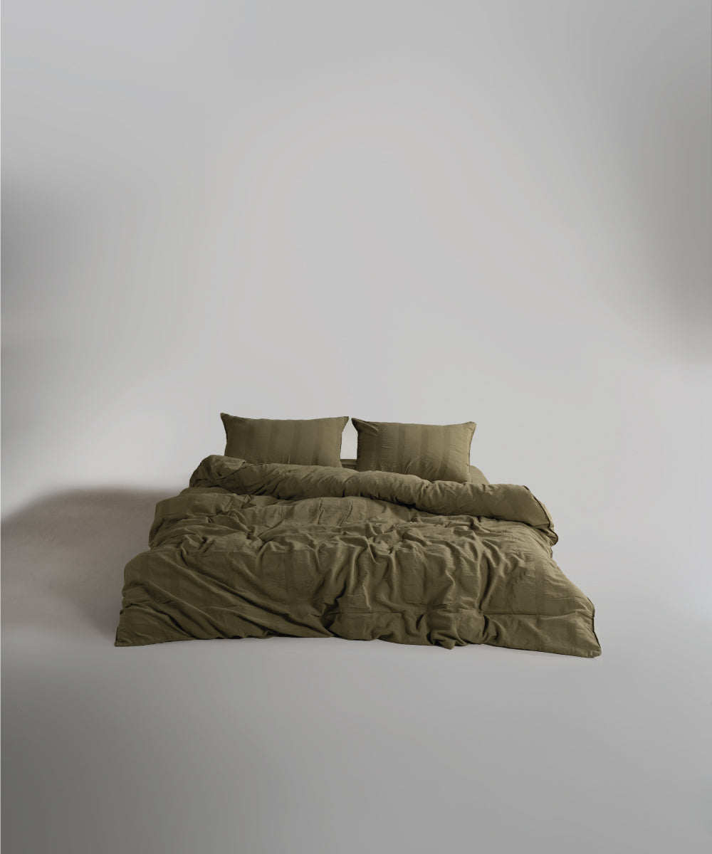 %100 Pamuk Stonewash Nevresim Takımı Cassandra - Olive