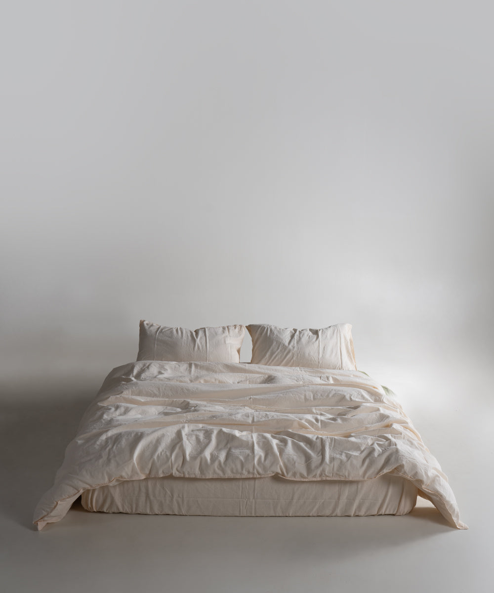 Stonewash 100% Yıkanmış Pamuk Nevresim Takımı Akdeniz Kremi