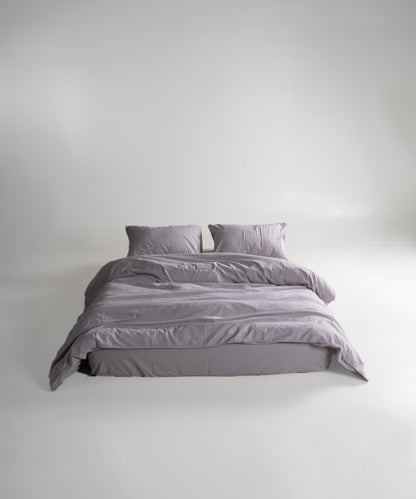 Stonewash 100% Yıkanmış Pamuk Çarşaf Set Opal Grey